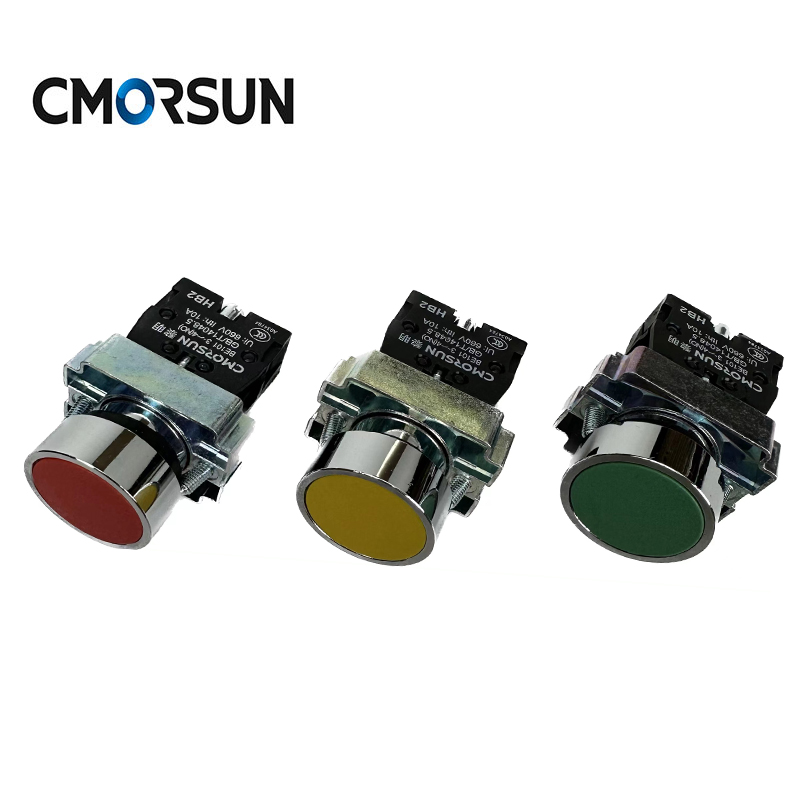 CMORSUN HB2 Flat Head Button Spring Self Recovery Multicolor 22mm Hole Push Button Switch