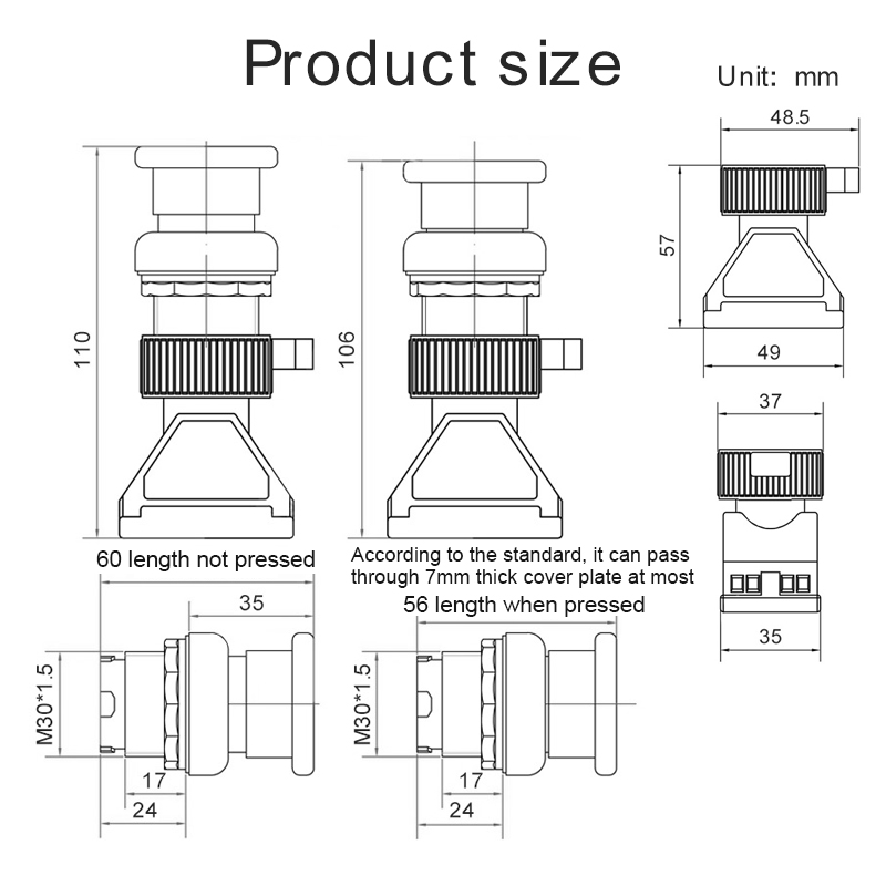 CMORSUN Explosion Proof And Anti-corrosion Emergency Stop Switch Waterproof Push Button Switch