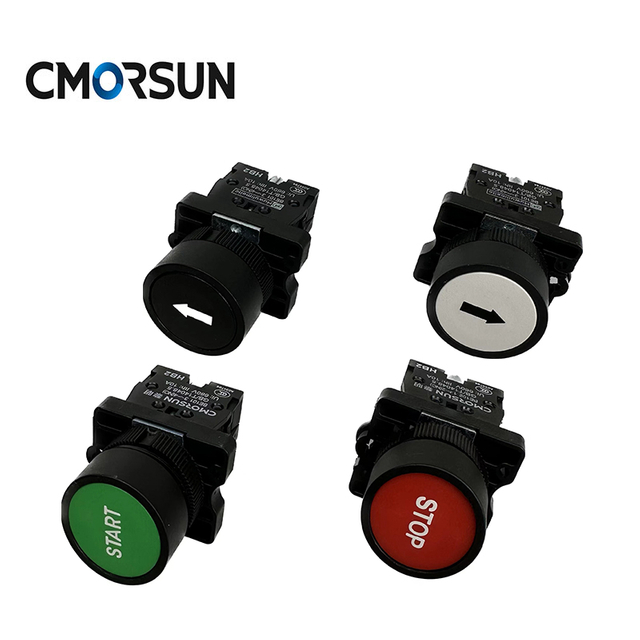 CMORSUN HB2 Flat Head Button with Marked Spring Self Recovery 22mm Hole Patterns Can Be Customized Push Button Switch