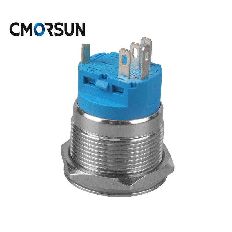 CMORSUN 22mm Waterproof 5pin Ring Illuminated Metal Push Button Switch 12v-220v