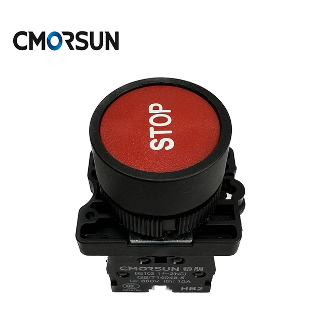 CMORSUN HB2 Flat Head Button with Marked Spring Self Recovery 22mm Hole Patterns Can Be Customized Push Button Switch