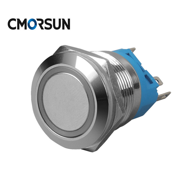 CMORSUN 22mm Waterproof 5pin Ring Illuminated Metal Push Button Switch 12v-220v