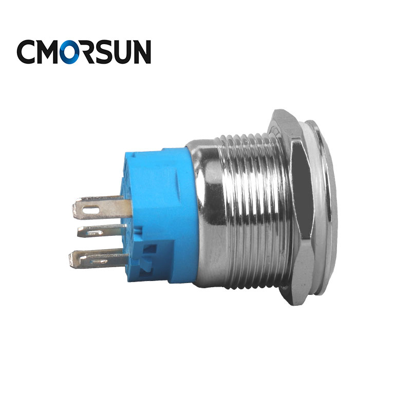 CMORSUN 22mm Waterproof 5pin Ring Illuminated Metal Push Button Switch 12v-220v