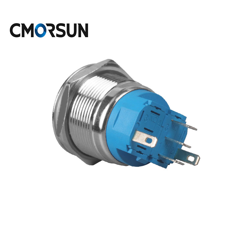 CMORSUN 22mm Waterproof 5pin Ring Illuminated Metal Push Button Switch 12v-220v